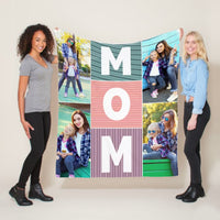 
              Custom Cozy M.O.M. and photos Mother's Day Blanket (50 x 60) Premium Blanket Gift for Mother with Quotes, or Wedding, Super Soft and Cozy Blanket
            