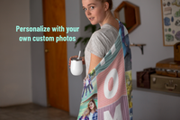 
              Custom Cozy M.O.M. and photos Mother's Day Blanket (50 x 60) Premium Blanket Gift for Mother with Quotes, or Wedding, Super Soft and Cozy Blanket
            